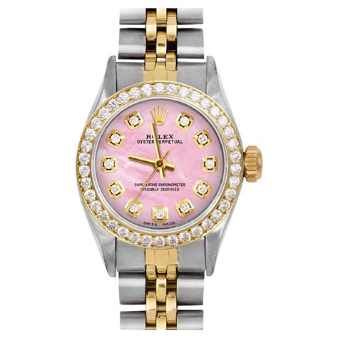 women rolex pink face|Rolex pink face diamond bezel.